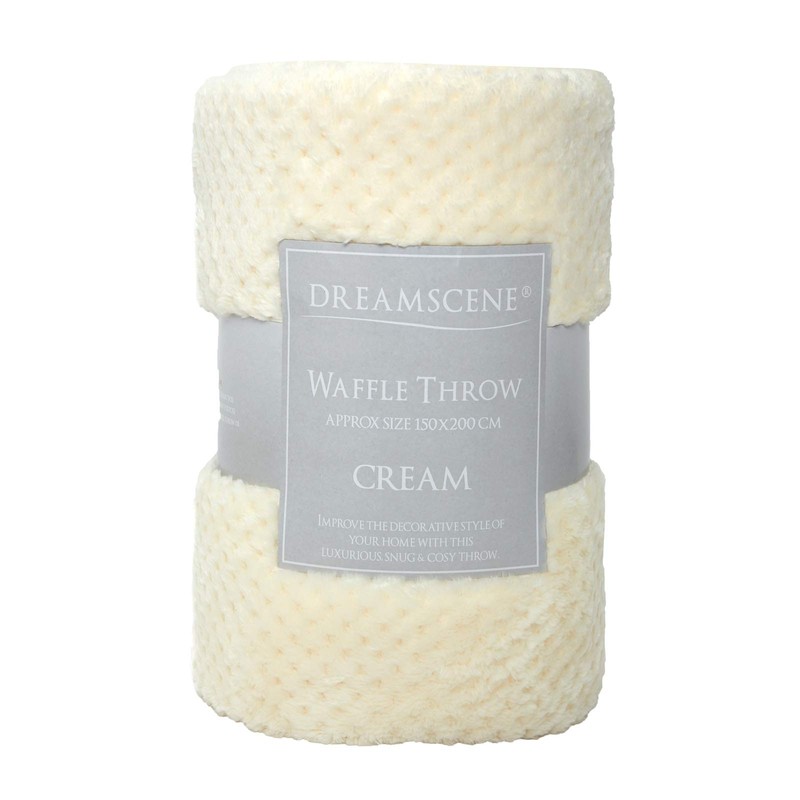 Dreamscene Luxury Waffle Honeycomb Mink Soft warm Throw Over Sofa