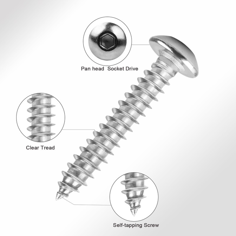 Ranstac M5 x 30mm Hex Socket Pan Head Self Tapping