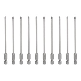 HARFINGTON 10pcs #1 Phillips Screwdriver Bit PH1 1/4" Hex Shank 4.33" (110mm) Long Magnetic S2 Steel Industrial Grade Screw Driver Bit Cross Head Electric Drill Bits 0.118" (3mm) Rod