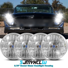 SJMYXCLW For 1958-1979 Lincoln Continental 5-3/4" 5.75" inch Headlights Hi/Low Beam 4PCS
