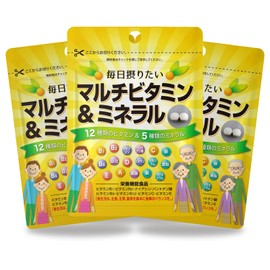 Made in Japan [Pregnancy Supplement! 2 Tablets of Folic Acid 400 ] "Multivitamin & Mineral Supplement" 12 Types of Vitamins & 5 Minerals (Approx. 30 Day Supply) 3 Bags