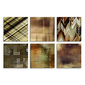 Pictures Set of 6 Pack 40 x 40 cm Abstract Pattern Earthy Brown Art