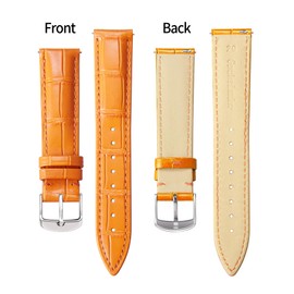 [BINLUN] Leather Watch Band Genuine Calfskin Replacement Watch Strap Quick Release Genuine Leather Watch Strap Alligator Pattern 10 Colors 13 Sizes for Men Women, orange, 14 mm, Design
