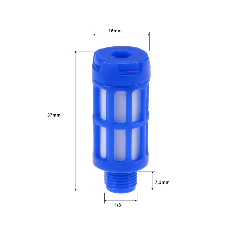 Pneumatic Silencer 1/8 Inch Plastic Set of 5 Industrial Quality