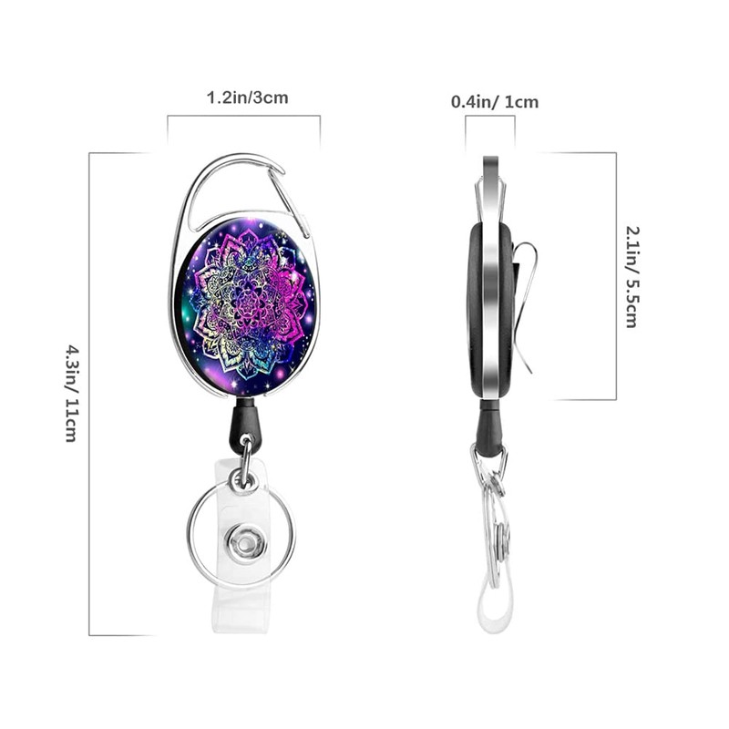 Heavy Duty Retractable Badge Reel with Carabiner Belt Clip Key
