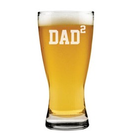 MIP Beer Glass Pilsner Stein Mug 15oz DAD x2 Squared Father Of 2