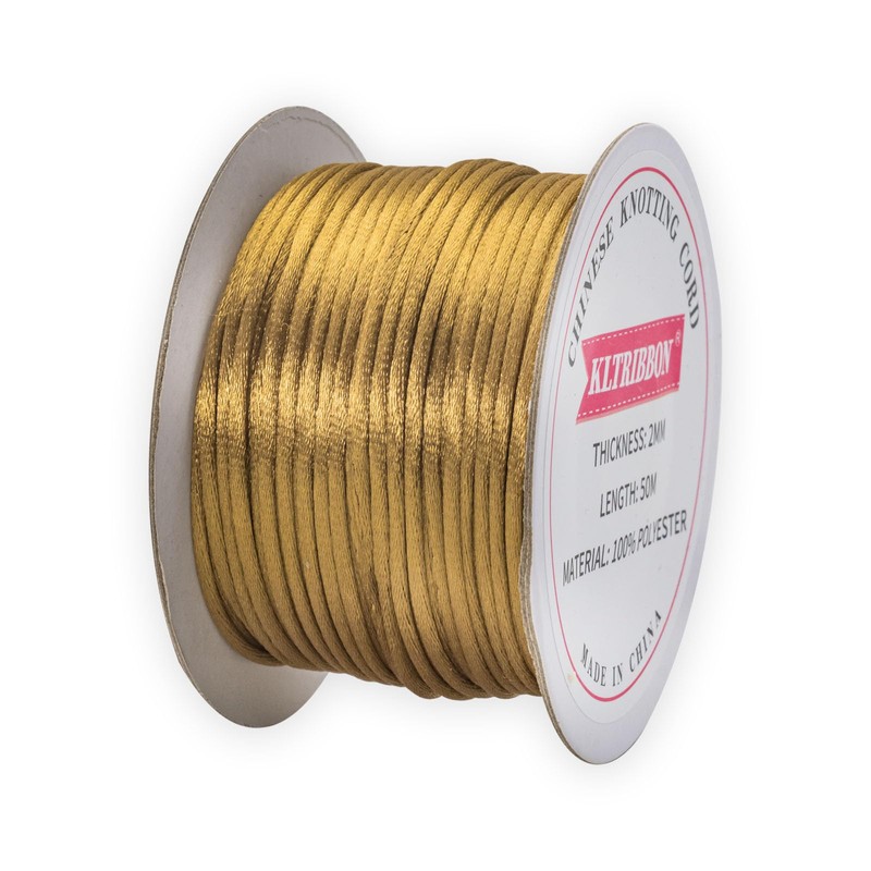 KLTRIBBON Cordoncino dorato a coda di topo, 2 mm, 50