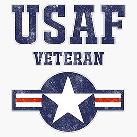 HOF Trading Air Force USAF Veteran Vinyl Sticker Waterproof Decal Laptop Wall Window Bumper Sticker 5"