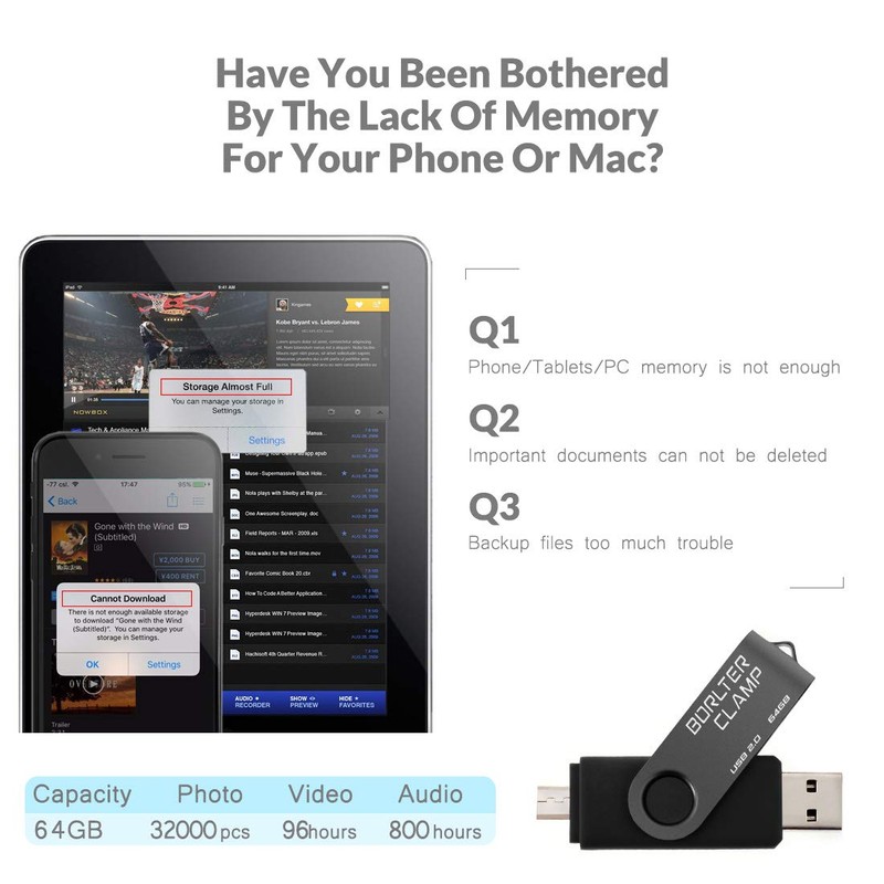 64 GB OTG USB Flash Drive Dual USB Flash Drive