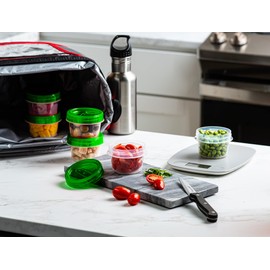 Elegant Disposables (4 Ounce 10 Pack) Twist cap Containers Clear Bottom With Green Top Screw on Lids Twist Top Food Storage Freezer Containers