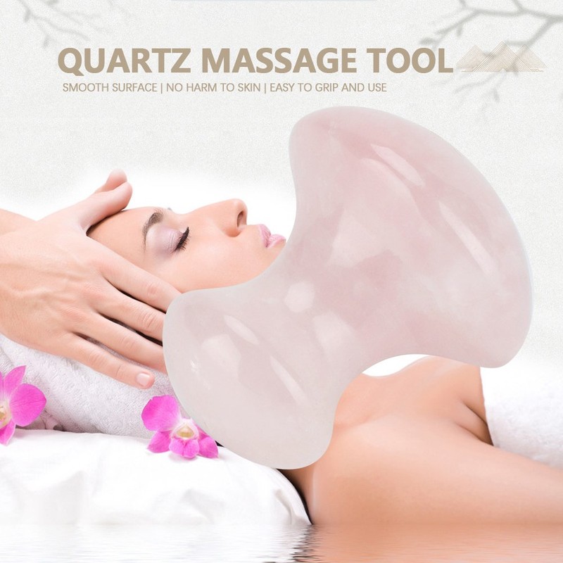 Akozon Tool Natural Rose Quartz Crystal Massage Stone Mushroom Shaped