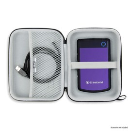 USA GEAR Hard Drive Case - External Hard Drive Case Compatible with Western Digital Elements, Seagate Portable Hard Drive, Toshiba Canvio, Silicon Power Rugged Armor and More Hard Drives - Black