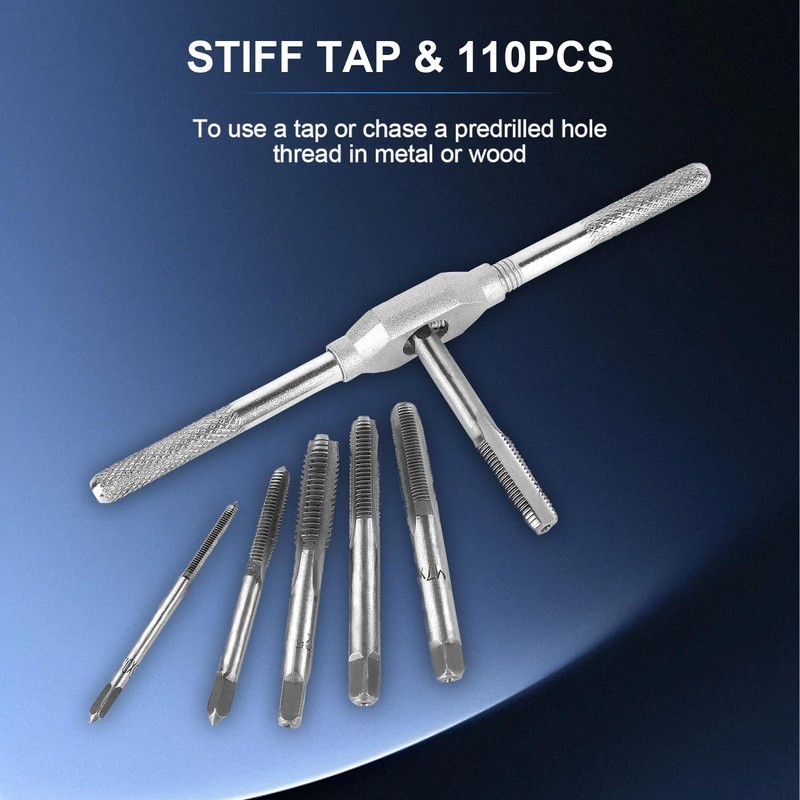110 PCS Metric Tap and Die Set, M2-M18 Rethreading Kit