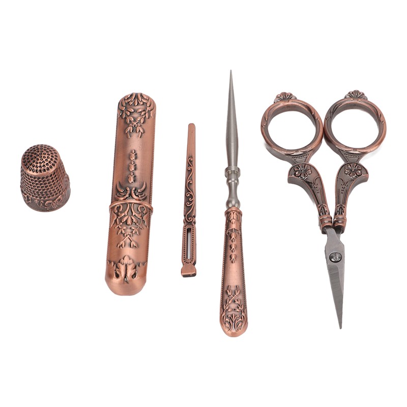 Embroidery Scissors Kit Red Ancient European Retro Style Stainless Steel