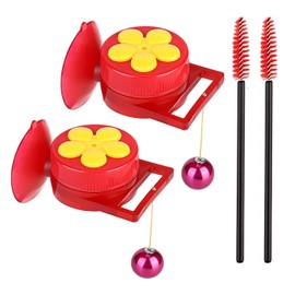 Furtony Hummingbird Feeder for Window Small Yellow Flower Feeders with Perch Plastic Bird Feeder Red