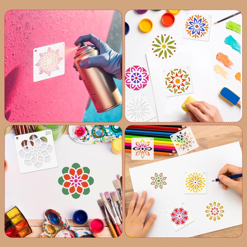 MWOOT 60 Pcs Mandala Stencils, Floral Templates for Painting on