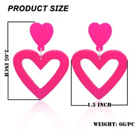 Yanxyad 12 Pairs Double Drop Heart Earrings, Acrylic Retro Colorful Earrings Set for Women, Lightweight and Candy Color Earrings Dangling Set