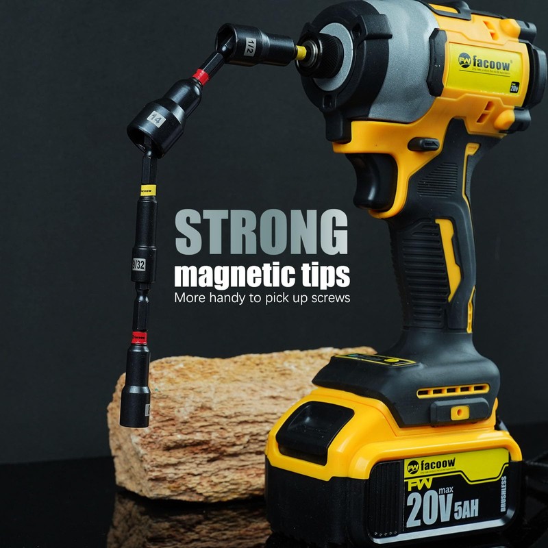 Facoow Magnetic Nut Driver Set for Impact Drill, 15 Pcs