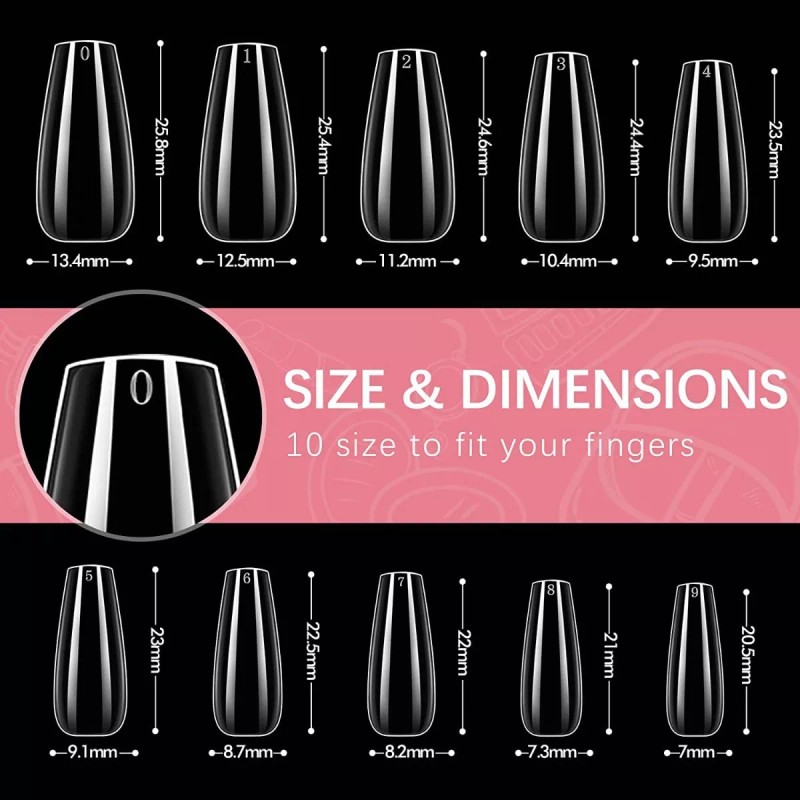 Formas Esculturales;Uñas Esculpidas Moldes para Uñas 500pcs Tips Para Uñas