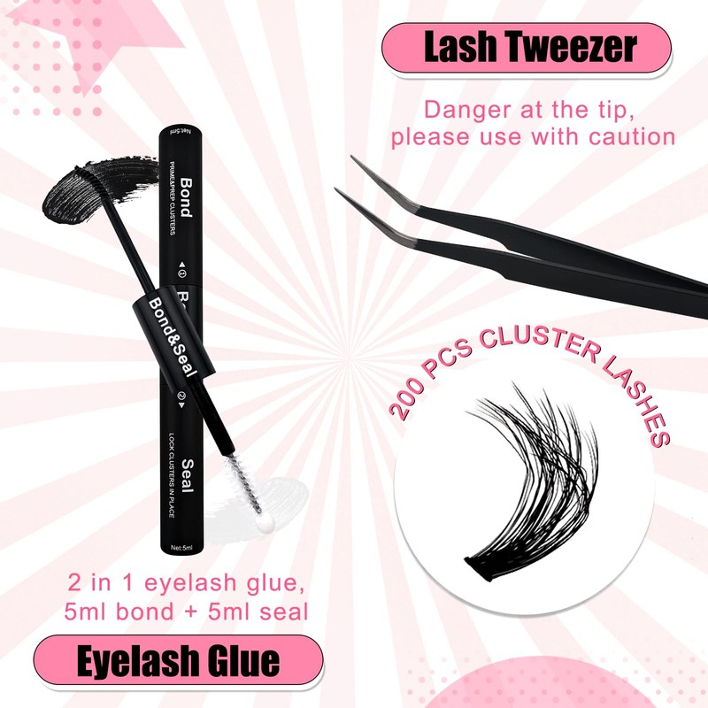 200 Pieces DIY Eyelash Extensions Set, 8-16 mm, Mixed Fluffy
