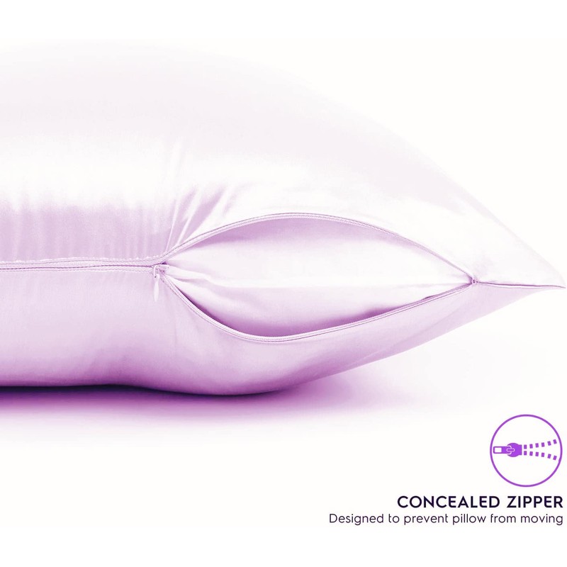 2 Pack Zippered Satin Pillowcaes Luxury and Silky Soft Travel