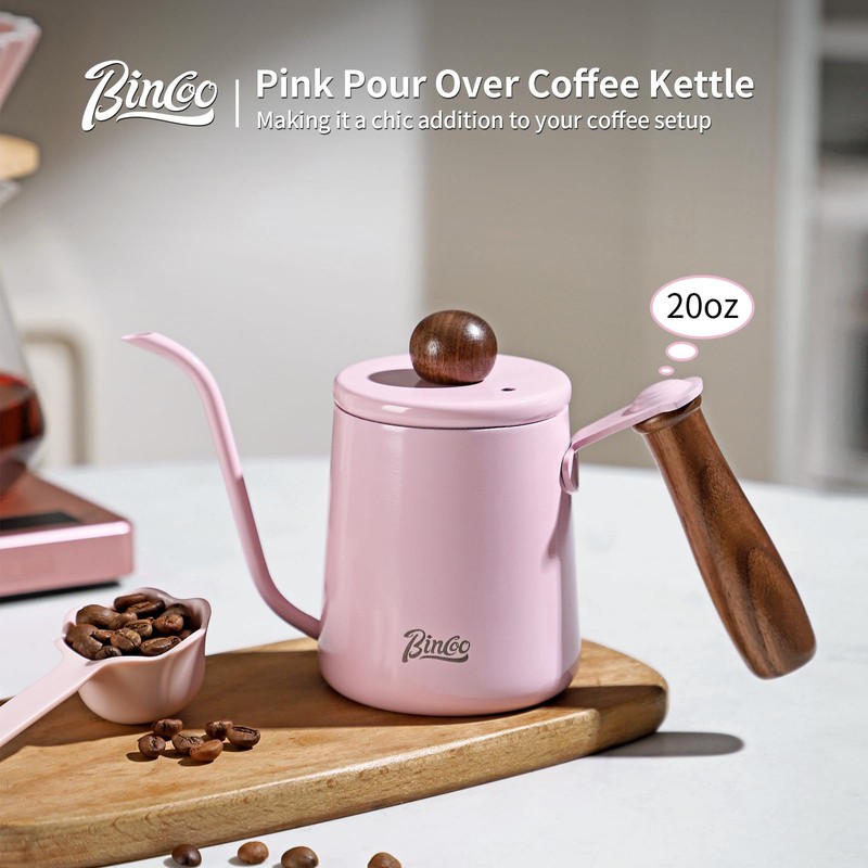 Pink Pour Over Coffee Kettle - 600ML/20oz Stainless Steel Coffee