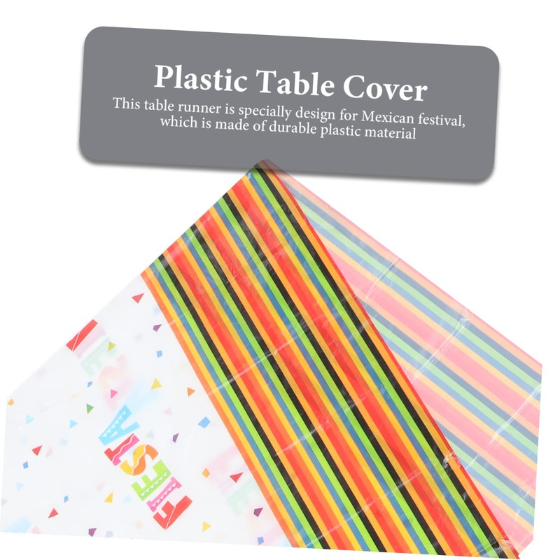 CHILDWEET Mexican Party Tablecloth Carnival Decorative Table Runner PVC Table
