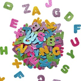 Pack of 140 Letter Stickers, Glitter Foam Stickers, Letters Foam Rubber Decoration for School Cone, Craft Stickers for Children, Scrapbooking Accessory Kit