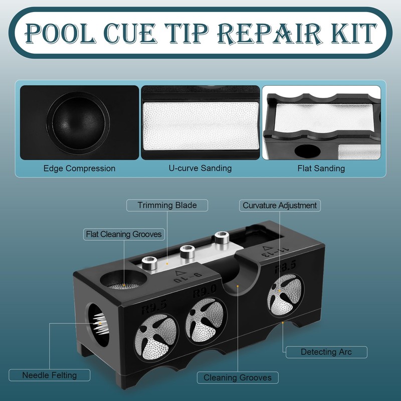 Zyrqon 11-in-1 Billiards Pool Cue Tips Replacement Kit, Pool Cue