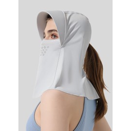 Women's UPF 50+ Sun Protection Balaclava Face Mask Breathable Cooling Full Head Mask for Outdoor Sports Hiking (US, Alpha, One Size, Light Gray)