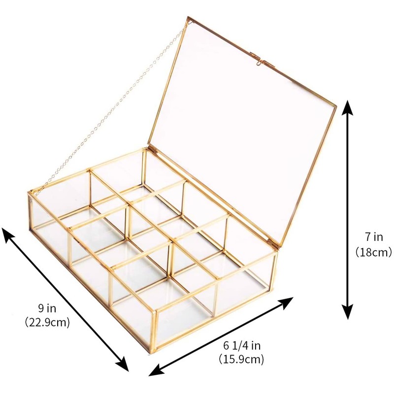 Levilan Golden Vintage Glass Box Clear Glass & Brass Metal