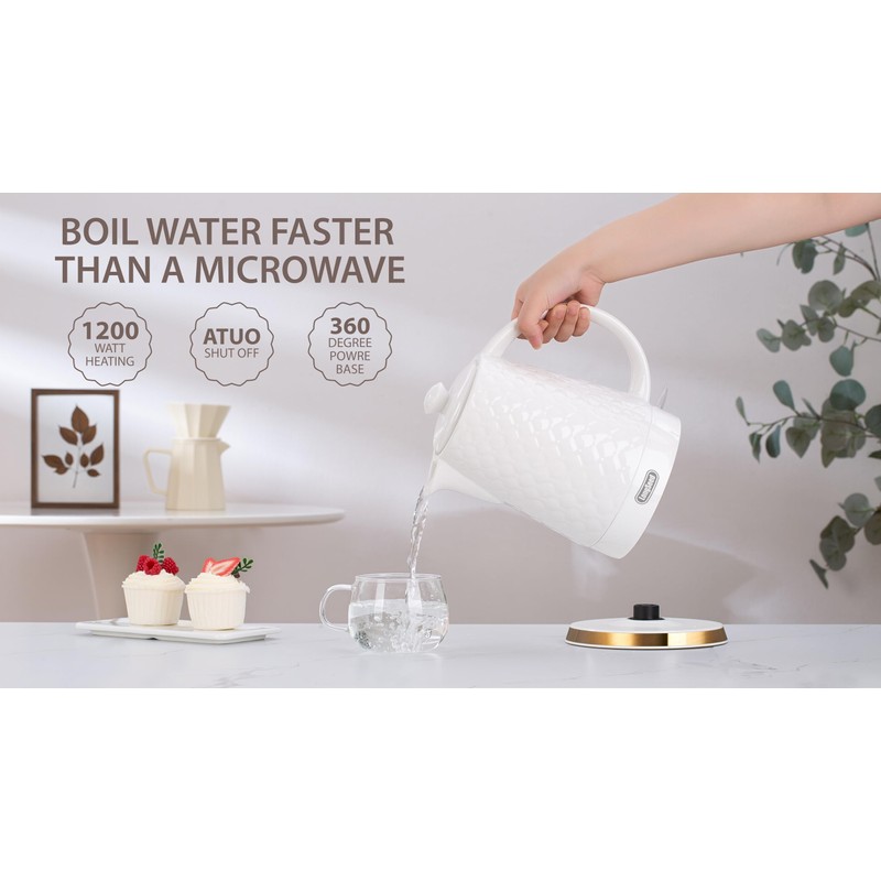 LONGSEED Ceramic Electric Kettle, 1.5L/1200W Boil Water Quickly and Easily