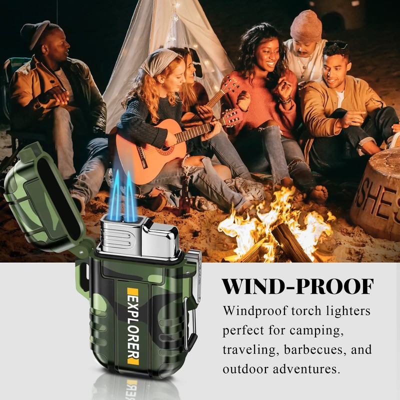 SAMNIU Torch Lighter, Double Jet Flame, Waterproof, Windproof, Refillable Butane