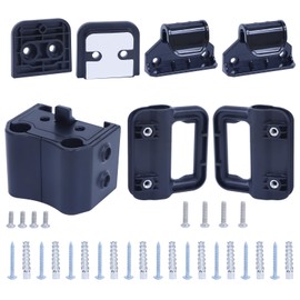 Cheeglu Stair Baby Gate Replacement Parts Kits, Retractable Baby Gate Parts for Stairway Baby Gate Mesh Dog Gate, Adjustable Full Set Wall Mounting Kit with Brackets, Hooks, Latches, Screws (Black)