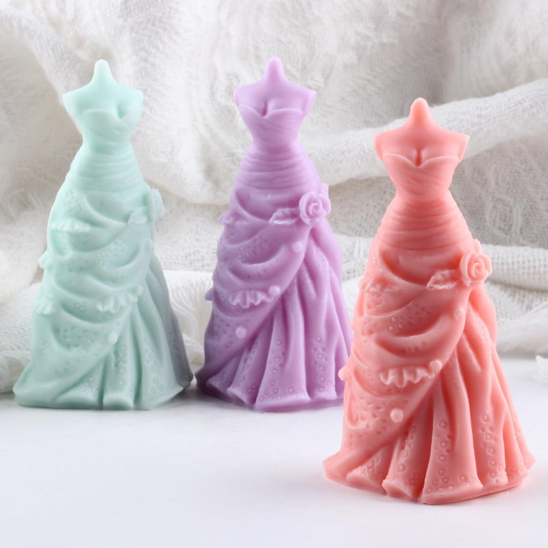Wedding Dress Candle Silicone Mold Princess Dress Resin Casting Molds