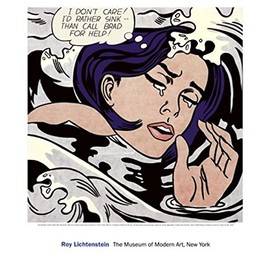 Drowning Girl, Pop Art Poster Print by Roy Lichtenstein, (Overall Size: 26x23) (Image Size: 21.75x22)