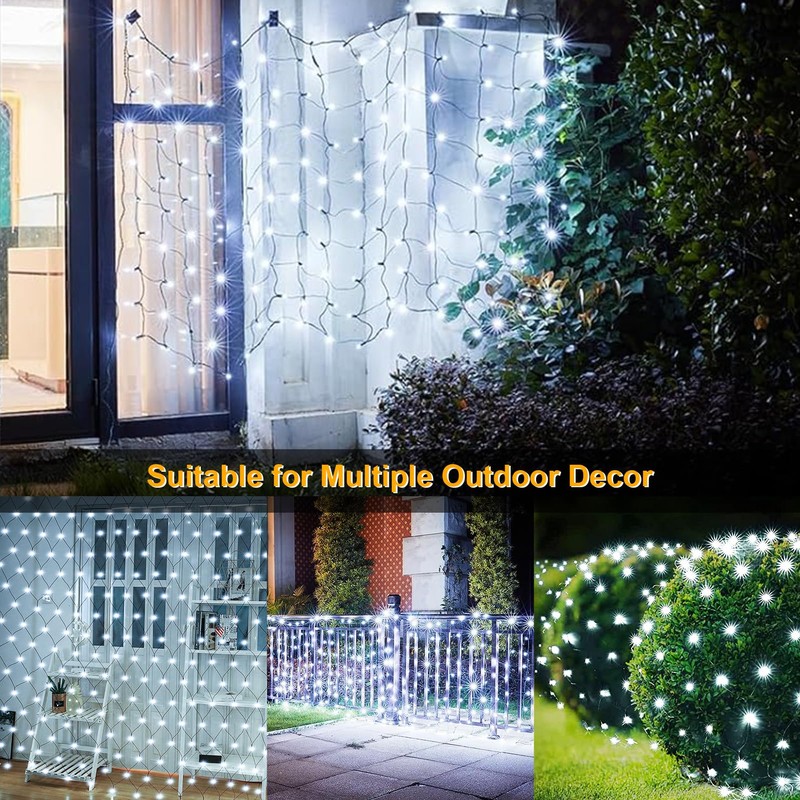 DealBeta Solar Net Lights 200 LED Outdoor Mesh Light with