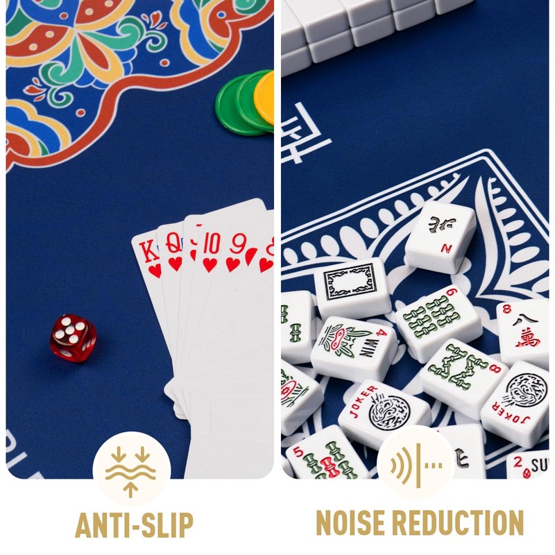 Mahjong Mat, 32.4×32.4 Inch Noise Reduction Anti-Slip Mahjong Mat for