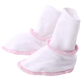 Organic Baby Clothes - Newborn Fold Over Bootie - White WIth Pink Trim