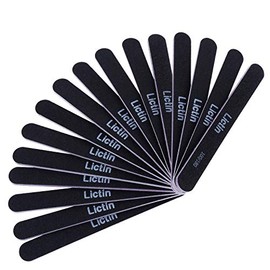 Lictin 12 Pcs Nail Files Professional Nail Files Double Sided Nail Files Disposable Nail File Black