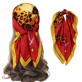 FAIRYGATE Ladies Scarves Scarfs for Women Silk Feeling Square Scarf Neckerchief Headwear Soft Satin Head Hair Bandanas Red 92022