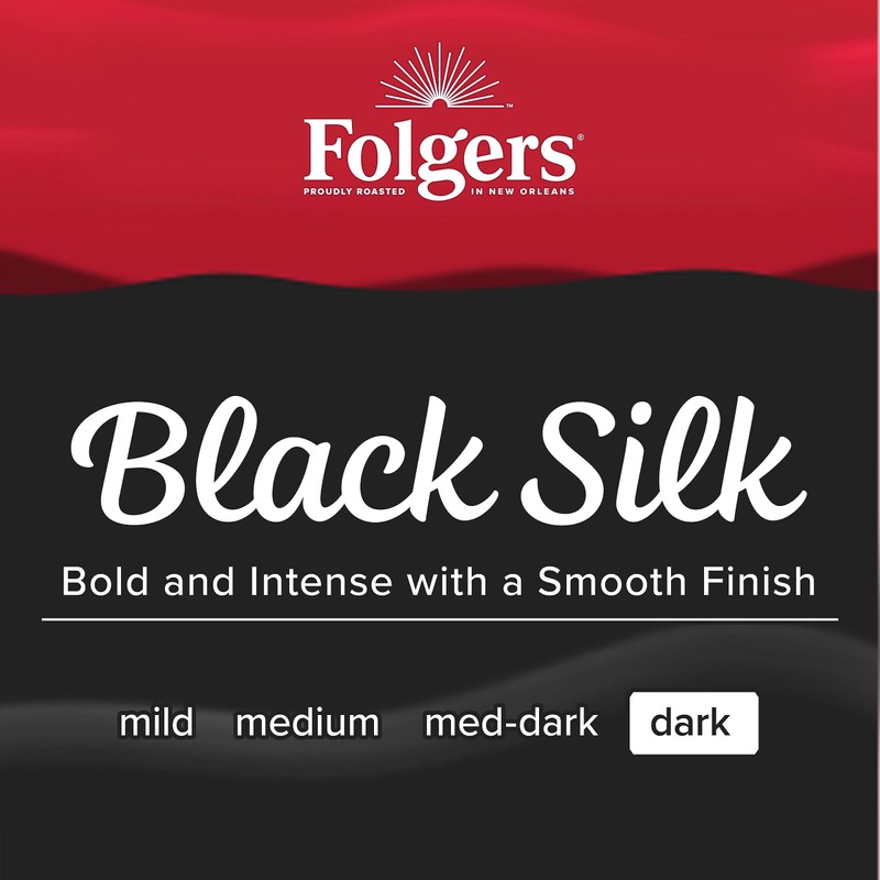 Folgers Black Silk Dark Roast Coffee, 72 Keurig K-Cup Pods