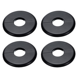 uxcell 4Pcs Wall Split Flange ABS Round Self-Adhesive Escutcheon Plate Design for 1 in/26.5 mm Pipe, Plumbing Cover Plates for Water Pipe Faucet Decor Accessories, Black