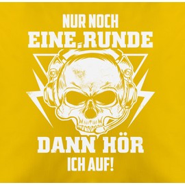 Cushion Cover - Statement Cushion with Sayings - Nur noch eine Runde Dann hörich auf Totenkopf - Gamer Gift Gamer Gifts Gaming Gift Idea Christmas Game - 50 x 50 cm - Yellow