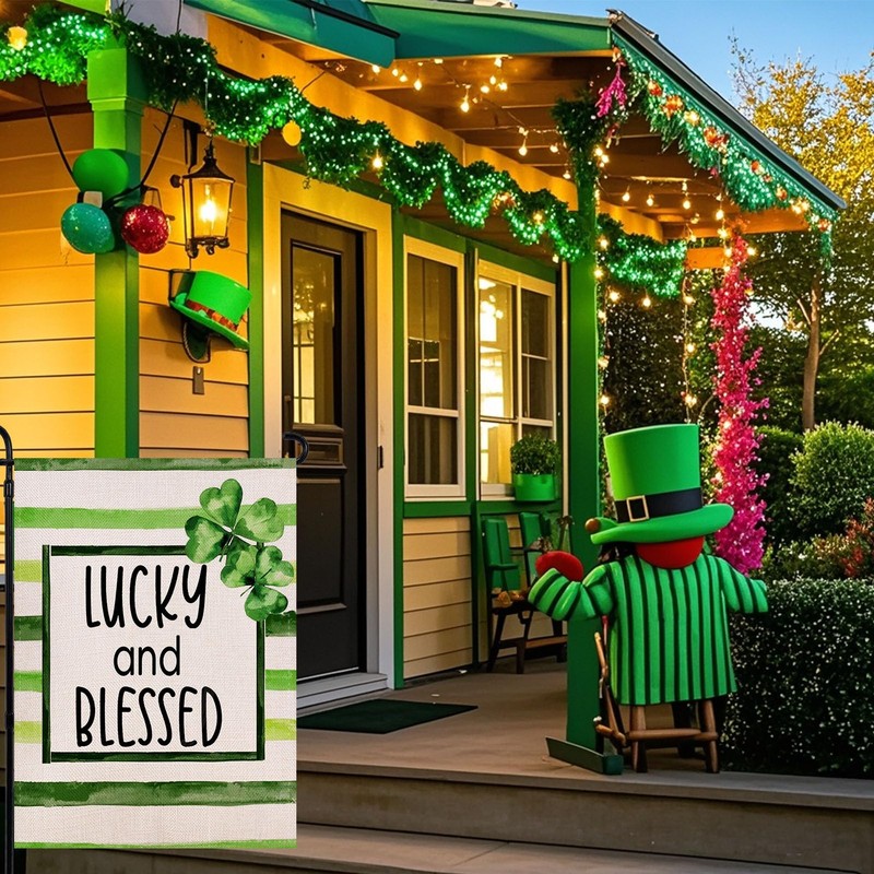 Lucky and Blessed St Patricks Day Garden Flag 12.5x18 Inch