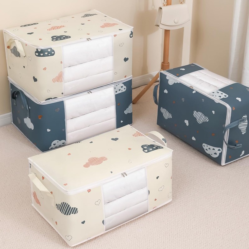 2 in 1 Large Clothes Storage Bag, 50L/75L Underbed Quilt