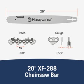 Husqvarna 20 Inch Rancher Chainsaw Bar, 3/8" Pitch .058" Gauge, 72 Drive Links, Chainsaw Accessories for 455 and 460 Rancher