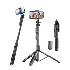 Selfie Stick Tripod 360°, 62.2" Extendable Phone Selfie Stick with Wireless Remote, Portable Tripod Stand with 1/4" Screw for Phones, Camera, DJI Osmo Pocket & Go Pro