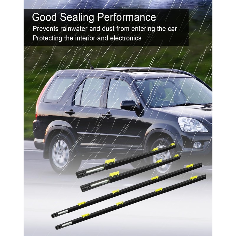 4 Pcs Weatherstrip Window Molding Trim Seal Belt 72410-SCA-E01 Fit