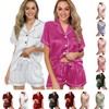 2 Pack: Silk Pajamas XS-2XL Womens Satin Pajama Set Bride